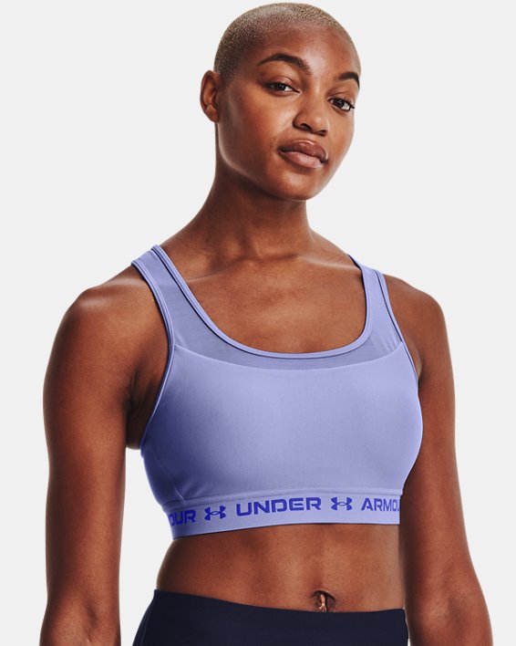 Women's Armour® Mid Crossback MF Sports Bra, Purple, pdpMainDesktop image number 2